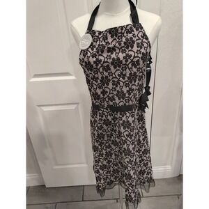 Kay Dee Designs Black Lace Apron Dinner Wear Halter Neck Ruffle Hem